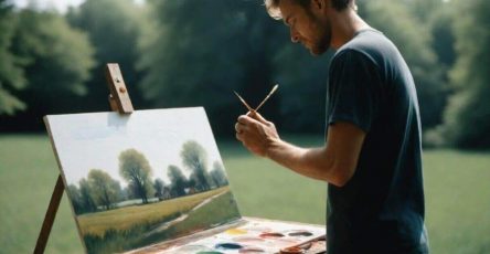a man painting a picture