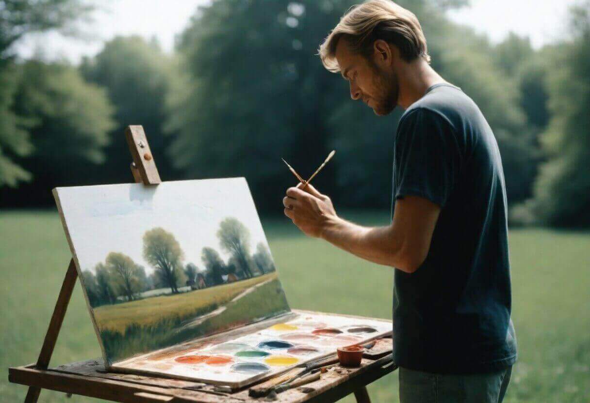 a man painting a picture